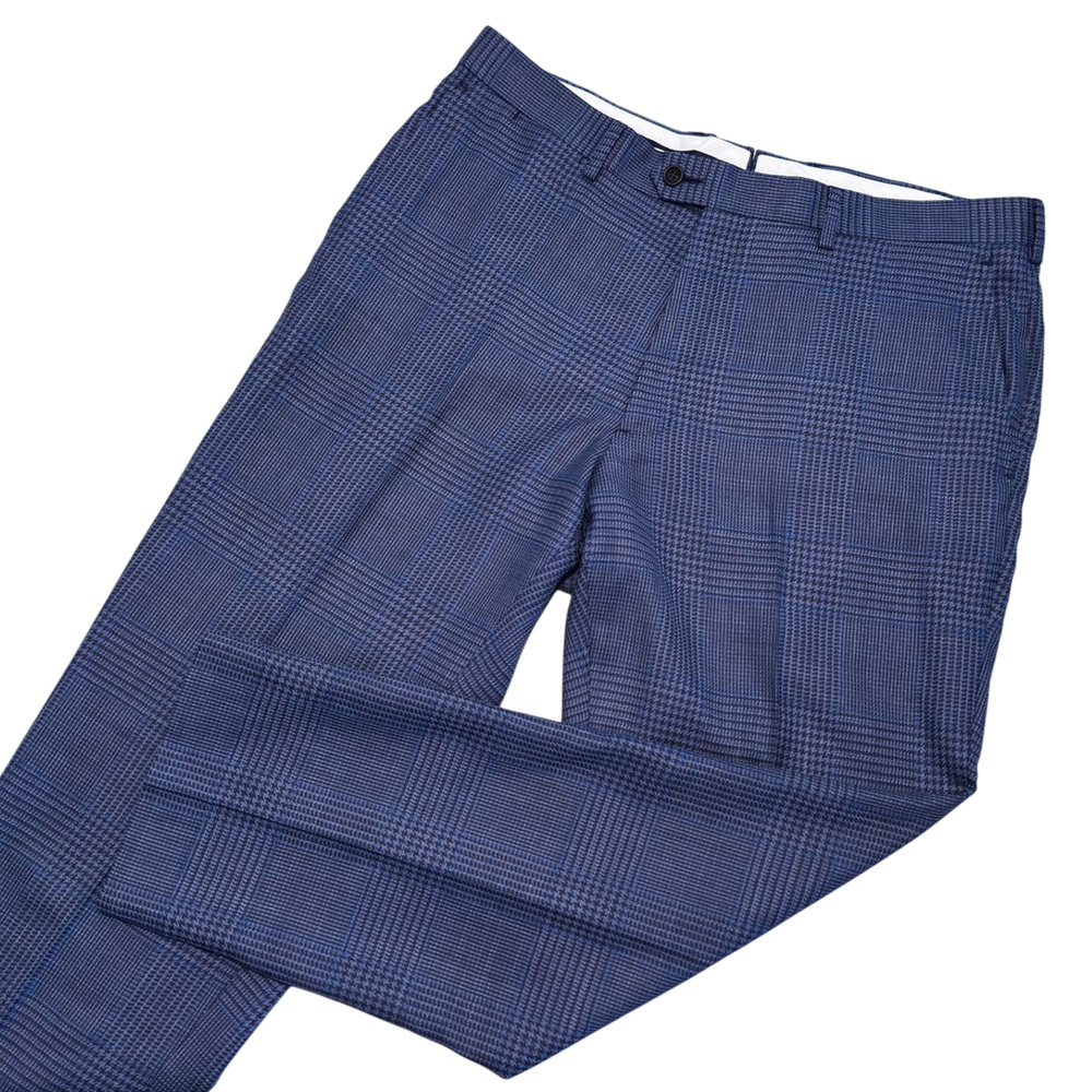 Proper Cloth Dress Pants Mens 36x28 Wool Linen Glen Plaid Stretch Dino Filarte